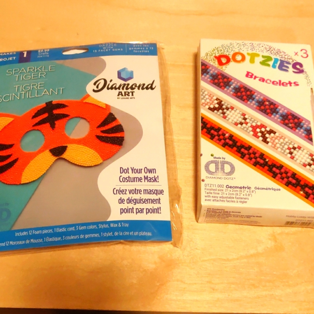 New!Diamond dots art Do Your Own Bracelets & Tiger Mask Lot Diy Project Y2K